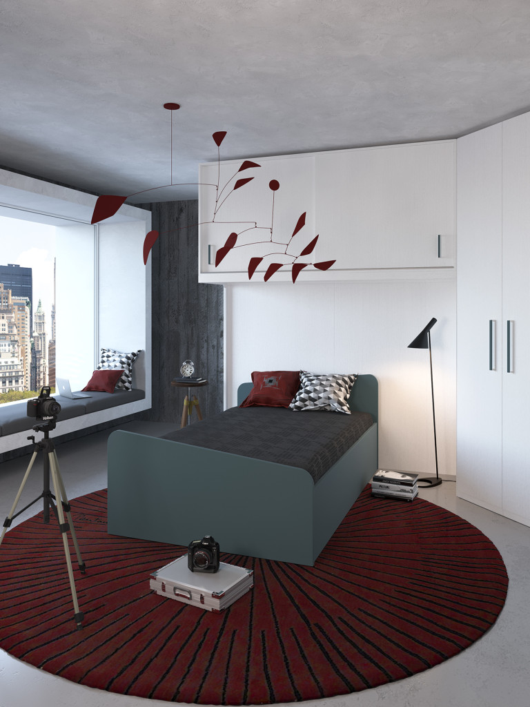Letto una piazza e mezzo con contenitorearredamento lissone