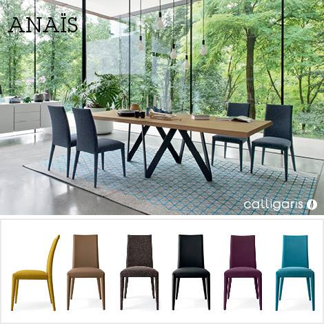 calligaris sedia anais in pelle