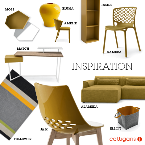 Calligaris tavoli e sedie giallo 