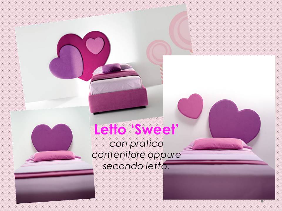 letto Sweet con testata a forma di cuore per bambina