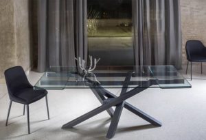 tavolo shangai allungabile piano vetro