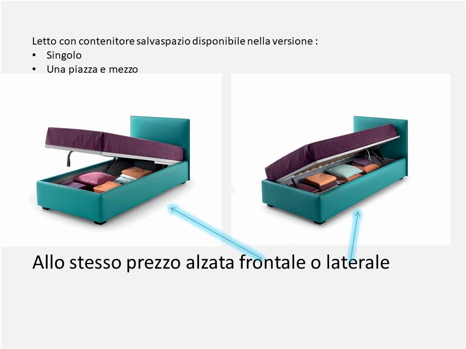 Letto singolo o una piazza e mezzo con contenitore salvaspazioArredamento  Lissone