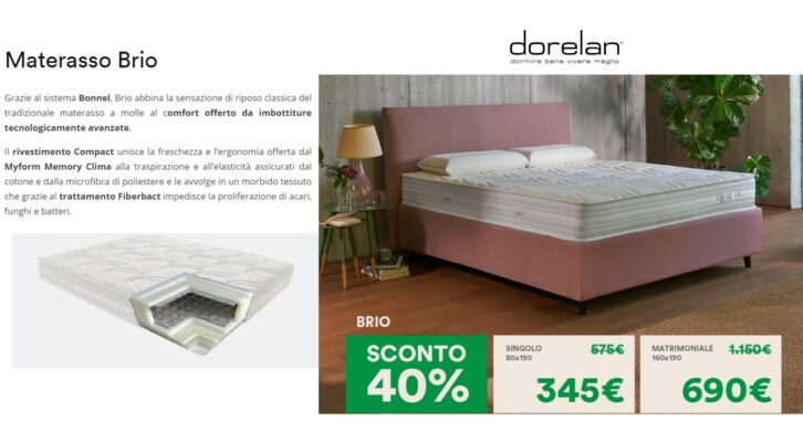 Sconto 40% MATERASSI DORELAN